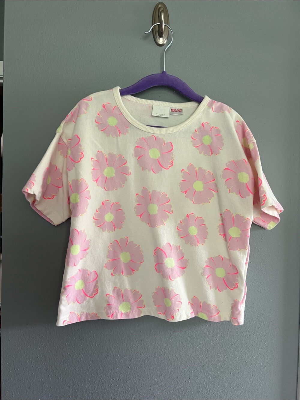 Zara Girls Floral Print Short Sleeve Top